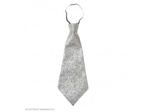 Αποκριάτικη ασημί γραβάτα με λάστιχο