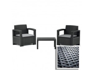 Set 3 τμχ. σαλονάκι Oak Pvc Ανθρακί Set 3 τμχ. σαλονάκι Oak Pvc Ανθρακί