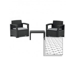 Set 3 τμχ. σαλονάκι Oak Pvc Ανθρακί Set 3 τμχ. σαλονάκι Oak Pvc Ανθρακί