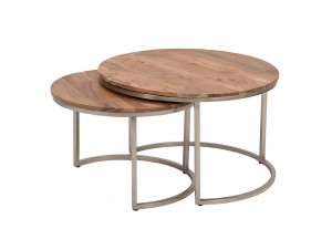Terra Coffee Table Set 2Τεμ Καρυδί Ασημί D75 Terra Coffee Table Set 2Τεμ Καρυδί Ασημί D75