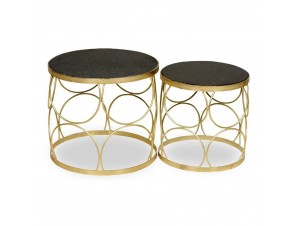 Midas Coffee Table Set 2Τεμ Μαύρο Χρυσό D50 Midas Coffee Table Set 2Τεμ Μαύρο Χρυσό D50
