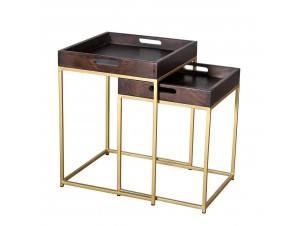 Cubic Side Table Set 2Τεμ Καφε χρυσό Cubic Side Table Set 2Τεμ Καφε χρυσό