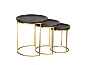 Iona Side Table Set 3Τεμ Καφέ Χρυσό D45 Iona Side Table Set 3Τεμ Καφέ Χρυσό D45