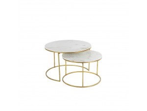 Tesoro Coffee Table Set 2Τεμ Λευκό Χρυσό D75 Tesoro Coffee Table Set 2Τεμ Λευκό Χρυσό D75