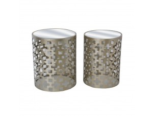 Oro Side Table Set 2Τεμ Champagne Ματ D44 Oro Side Table Set 2Τεμ Champagne Ματ D44