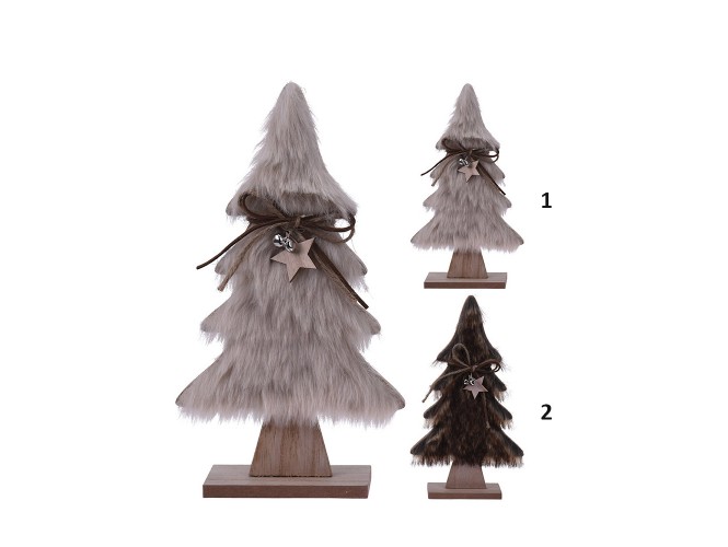 Χριστουγεννιάτικο ξύλινο δεντράκι με γούνα
