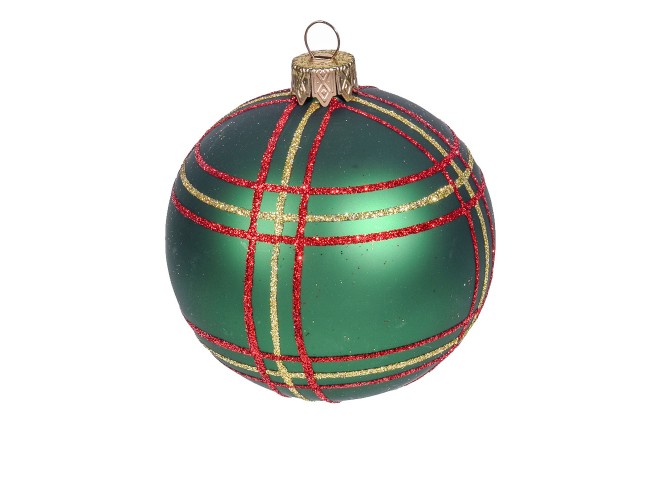 Χριστουγεννιάτικη μπάλα πράσινη καρό 10 εκ.
