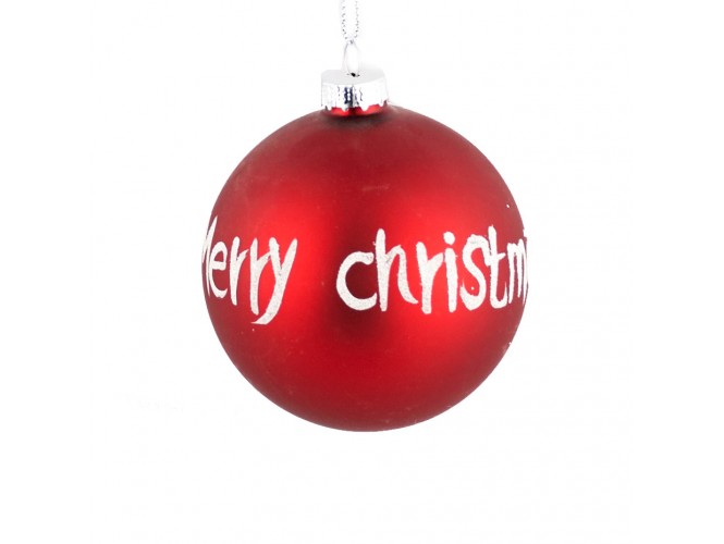 Χριστουγεννιάτικη γυάλινη μπάλα Μerry Christmas 8 εκ. 