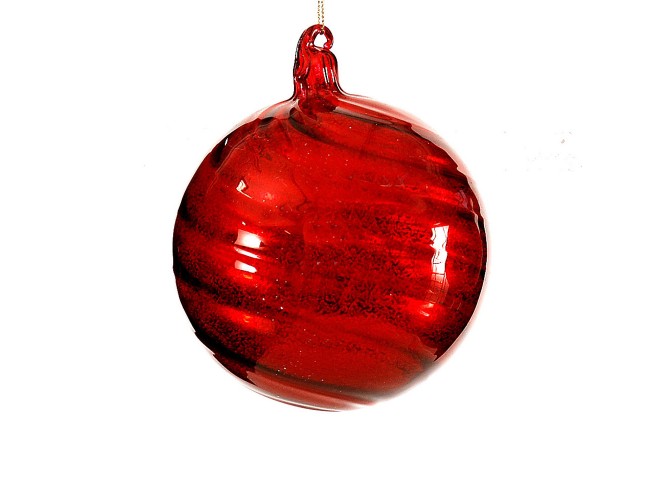 Γυάλινη Χριστουγεννιάτικη κόκκινη μπάλα με νερά 10 εκ.