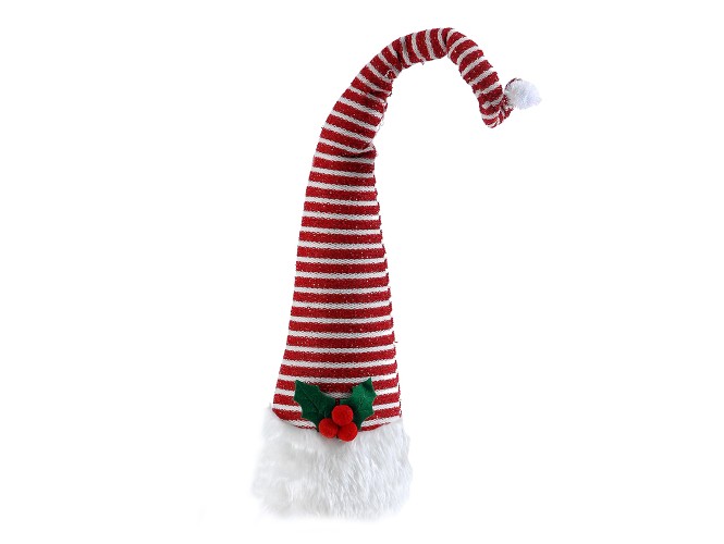 Χριστουγεννιάτικο διακοσμητικό καπέλο ξωτικού με κόκκινες και άσπρες ρίγες