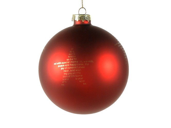 Χριστουγεννιάτικη κόκκινη μπάλα με χρυσά αστέρια με γράμματα 10 εκ.