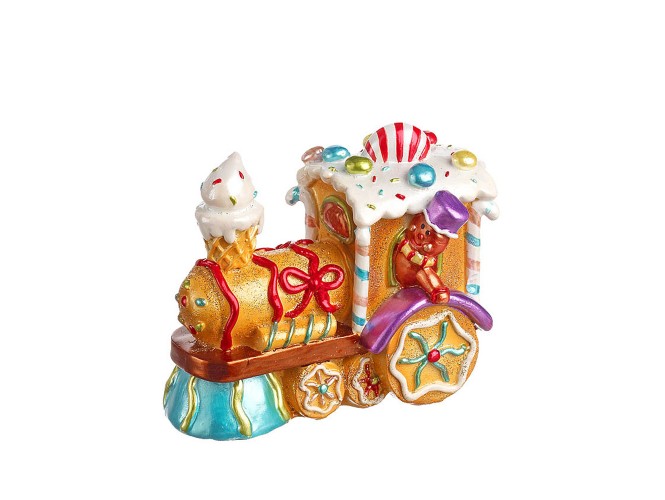 Χριστουγεννιάτικο στολίδι τρενάκι κεραμικό 9 εκ.