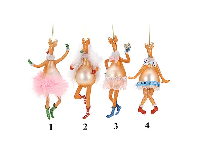 Χριστουγεννιάτικα ταρανδάκια κρεμαστά σε 4 σχέδια 17 εκ.