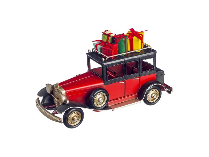Χριστουγεννιάτικο αμάξι με δώρα μεταλλικό 26x15x11 εκ.