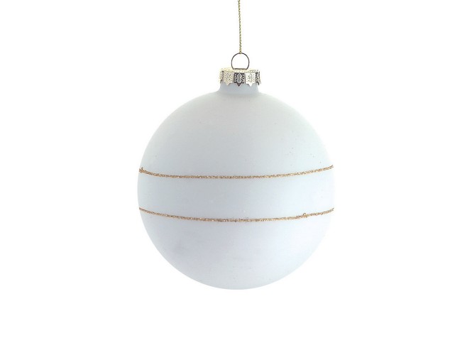 Γυάλινη Χριστουγεννιάτικη μπάλα με γραμμές χρυσές  8 εκ.