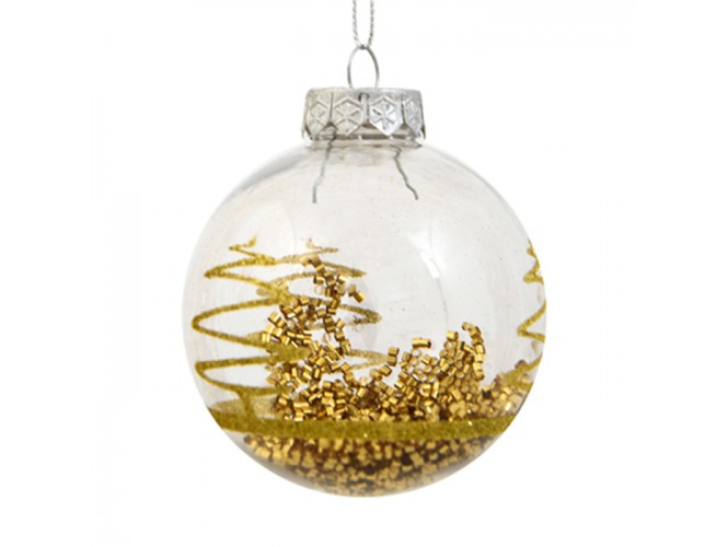 Χριστουγεννιάτικη διάφανη μπάλα με χρυσά στοιχεία