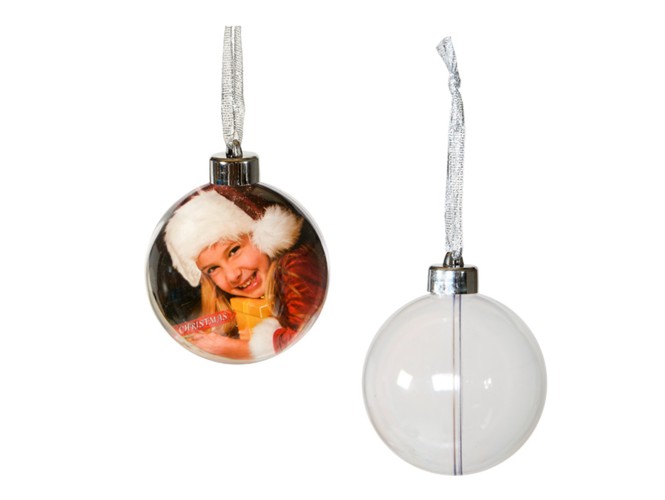 Χριστουγεννιάτικη διάφανη μπάλα ανοιγόμενη για φωτογραφίες