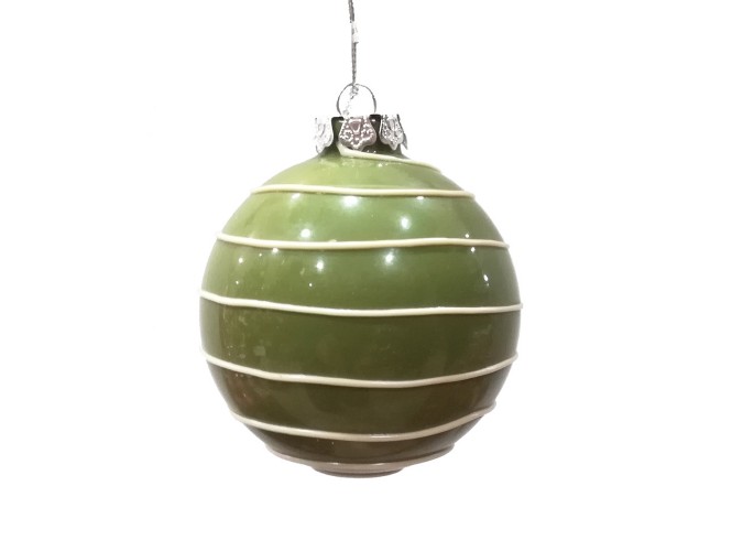 Χριστουγεννιάτικη γυάλινη πράσινη μπάλα με σπιράλ