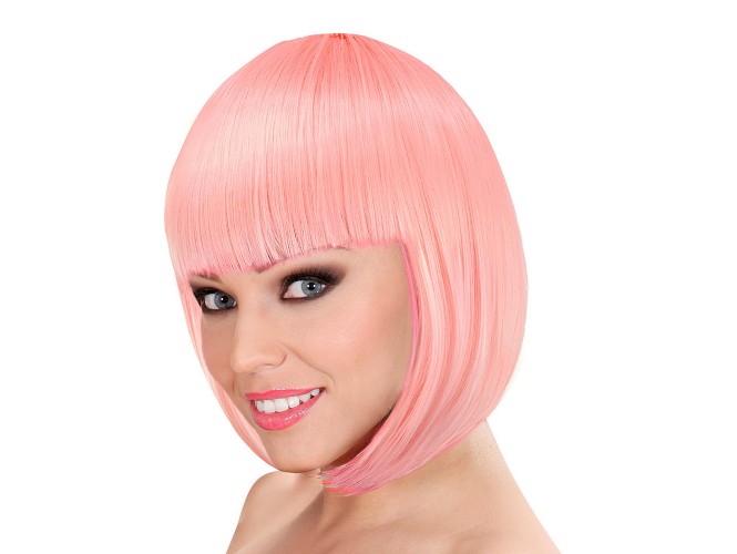 Αποκριάτικη ροζ περούκα καρέ κοντό