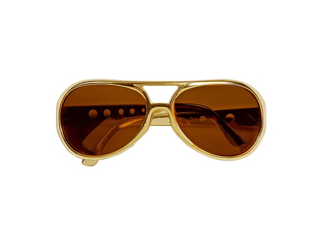 Αποκριάτικα χρυσά γυαλιά "Rock'n Roll" με καφέ φακούς