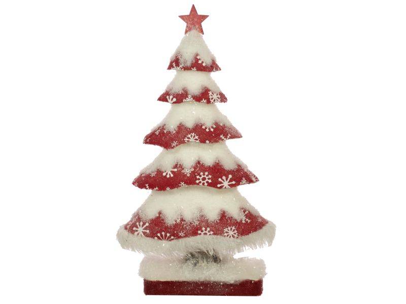 Χριστουγεννιάτικο Διακοσμητικό Δέντρο Λευκό - Κόκκινο 27 x 12 x 50 εκ.
