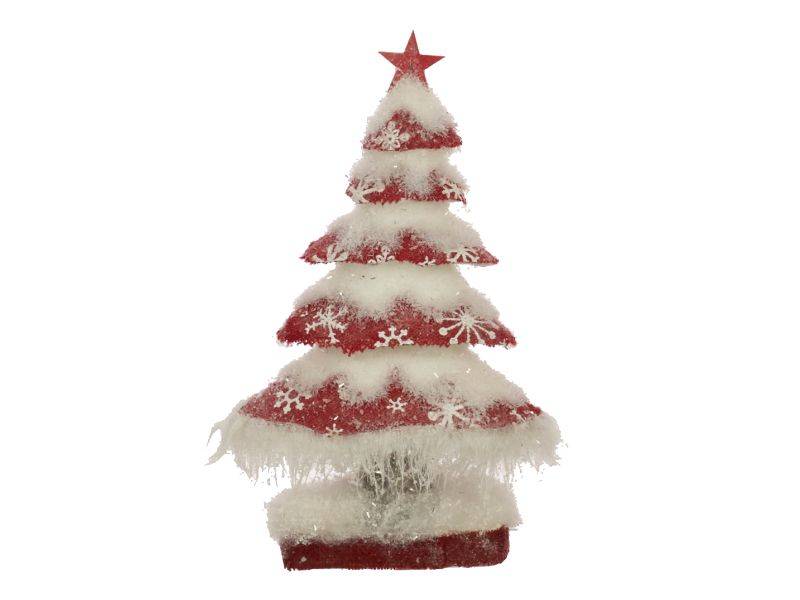 Χριστουγεννιάτικο Διακοσμητικό Δέντρο Λευκό - Κόκκινο 18 x 8 x 31εκ.