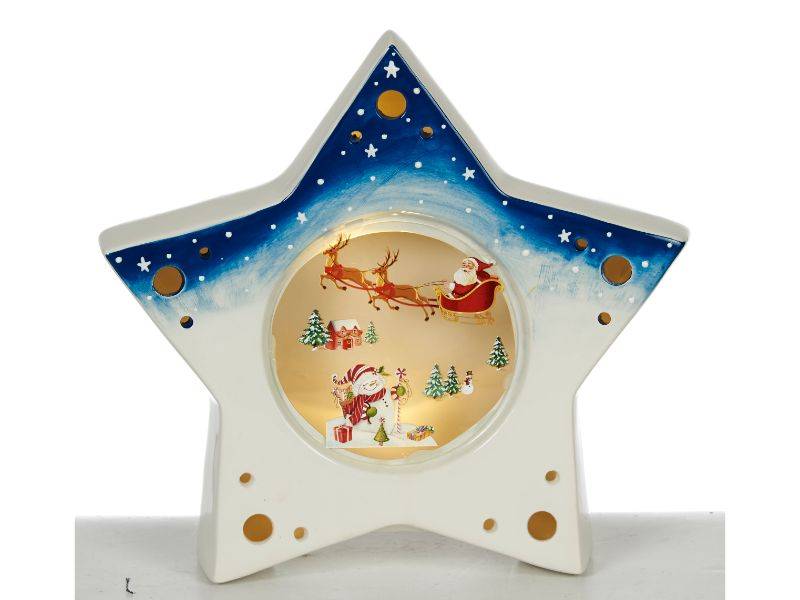 Χριστουγεννιάτικο Κεραμικό Φωτιζόμενο Αστέρι 29 x 8 x 28 εκ.