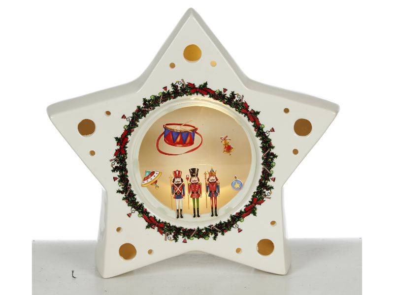 Χριστουγεννιάτικο Κεραμικό Φωτιζόμενο Αστέρι 29 x 8 x 28 εκ.