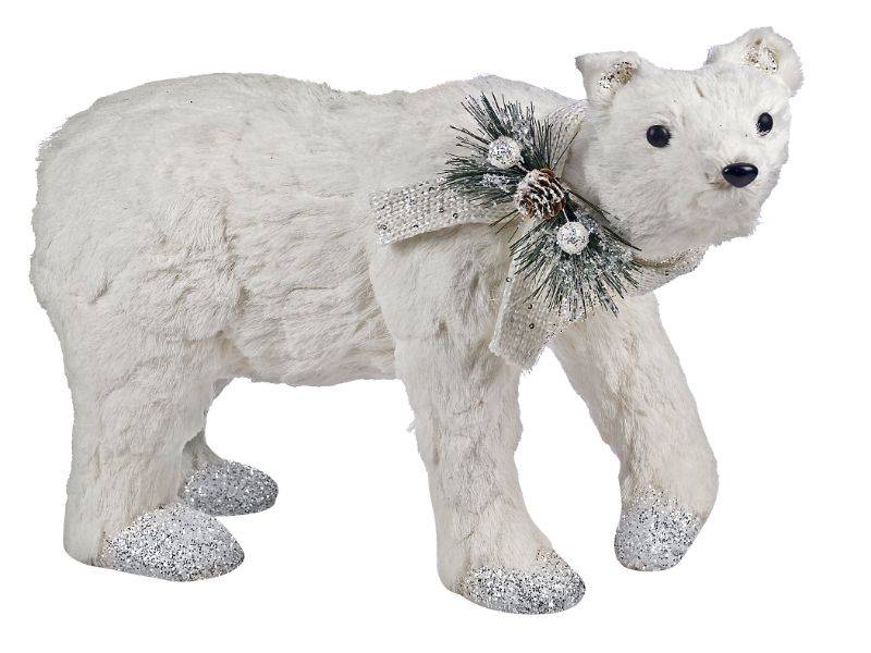 Χριστουγεννιάτικη Διακοσμητική Καθιστή Αρκούδα Λευκή 60 x 26 x 44 εκ.