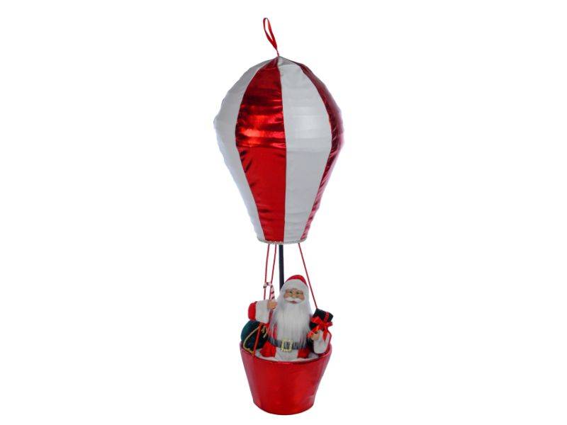 Χριστουγεννιάτικος Αγ. Βασίλης με Αερόστατο Κόκκινο-Λευκό 60 εκ.