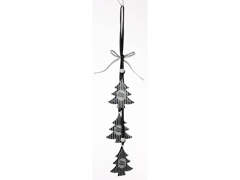 Χριστουγεννιάτικη Ξύλινη Κρεμαστή Γιρλάντα Δέντρο με Ρίγες 