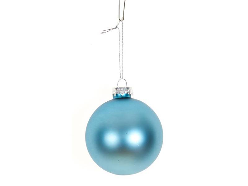 Χριστουγεννιάτικη Γυάλινη Μπάλα Γαλάζιο Ματ 8 εκ.
