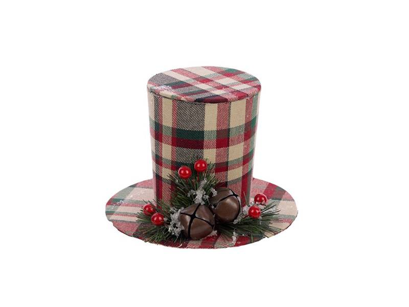 Χριστουγεννιάτικο Διακοσμητικό Καπέλο Καρώ 18 x 18 x 12 εκ.