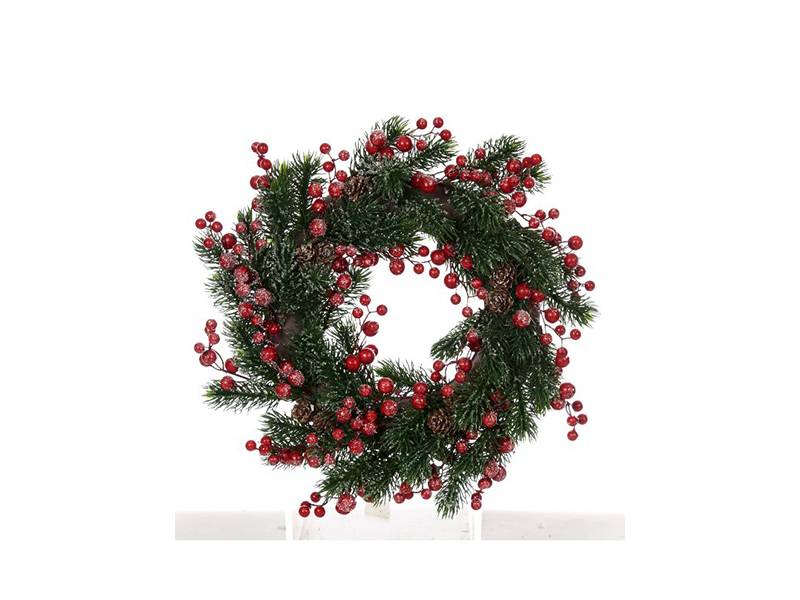 Χριστουγεννιάτικο Στεφάνι με Berries & Glitter 55 εκ.