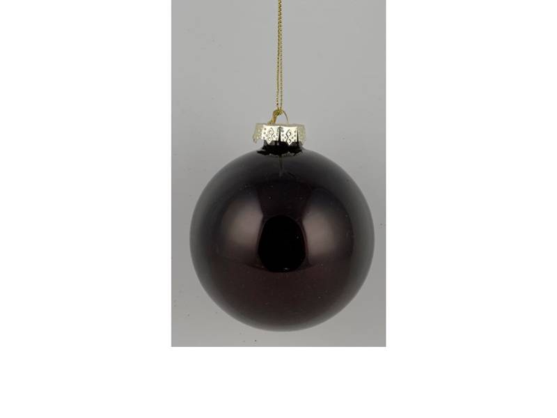 Χριστουγεννιάτικη Γυάλινη Μπάλα Σκούρο Καφέ Γυαλιστερή 10 εκ.