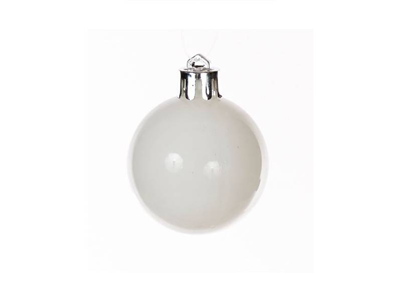 Χριστουγεννιάτικη μπάλα γυάλινη λευκή γυαλιστερή 8 εκ.