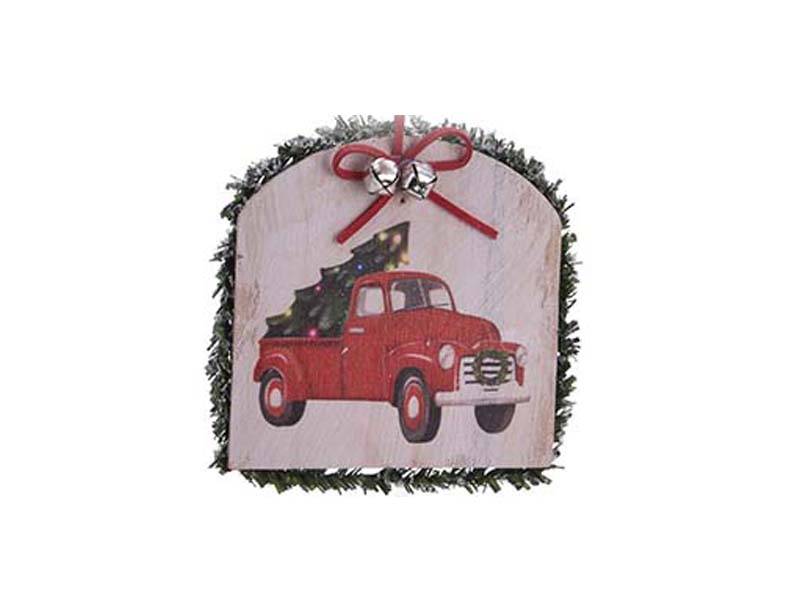 Χριστουγεννιάτικο Στολίδι Ξύλινο Πινακάκι με Αυτοκίνητο 13
