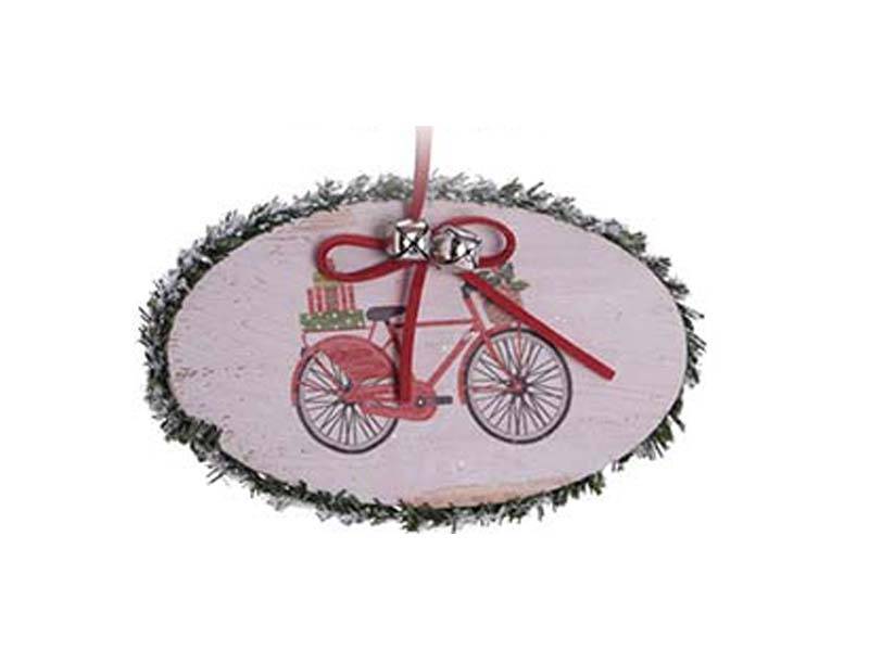 Χριστουγεννιάτικο Στολίδι Ξύλινο Πινακάκι με Ποδήλατο 13
