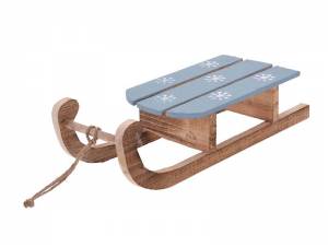 Χριστουγεννιάτικο Γάλαζιο Ξύλινο Έλκηθρο 50 x 20 x 15 εκ.