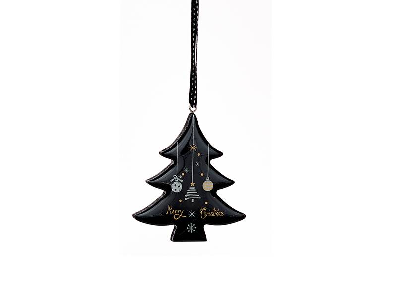 Χριστουγεννιάτικο Ξύλινο Κρεμαστό Στολίδι Δέντρο Μαύρο