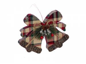 Χριστουγεννιάτικος Κρεμαστός Διακοσμητικός Φιόγκος Καρώ 20 εκ.