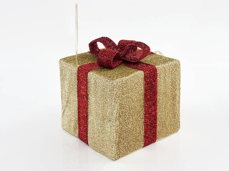 Χριστουγεννιάτικο Κουτί Δώρου Υφασμάτινο με Κορδέλα 30 εκ.