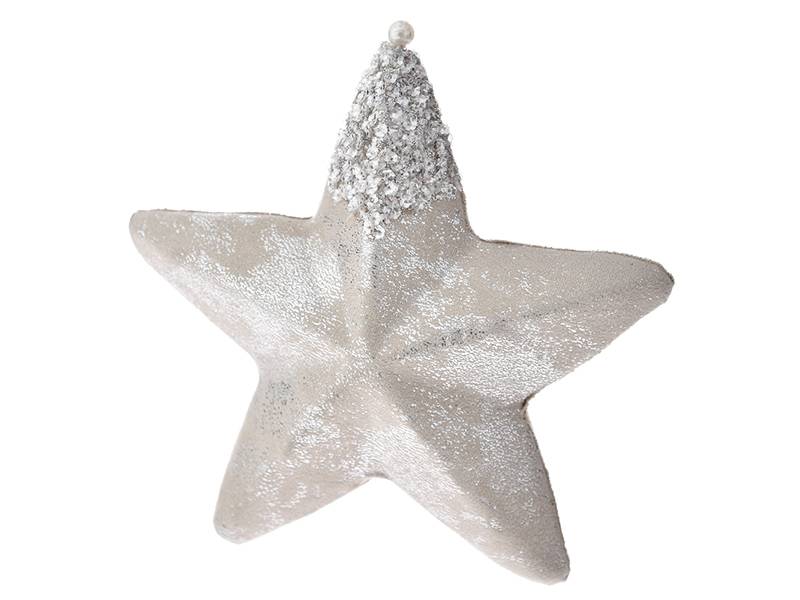 Χριστουγεννιάτικο σαμπανί αστέρι με ασημί πούλιες 23x23 εκ.