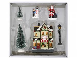 Set 6 τεμ. Χριστουγεννιάτικο gift shop με φιγούρες πολυρεζίν 10x7x13 εκ.