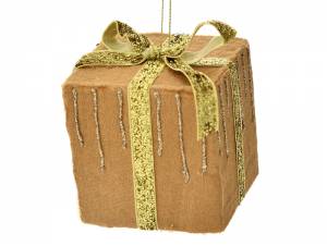 Χριστουγεννιάτικο Στολίδι Χρυσό Δωράκι 7 x 7 x 8 εκ.