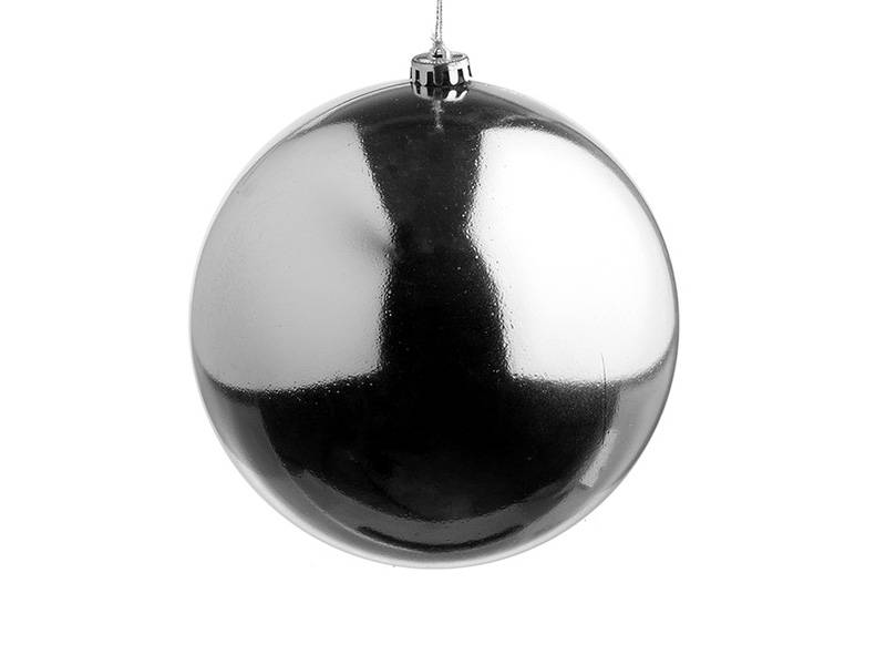 Χριστουγεννιάτικη Πλαστική Μπάλα Ασημί 15 εκ.