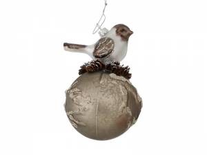 Χριστουγεννιάτικη Γυάλινη Μπάλα με Πουλί Tirian 8 εκ.