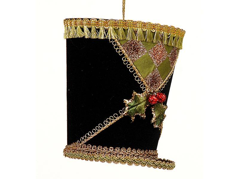 Χριστουγεννιάτικο Μαύρο Κρεμαστό Στολίδι Στρατιωτικό Καπέλο με Καφέ και Χρυσές Λεπτομέρειες