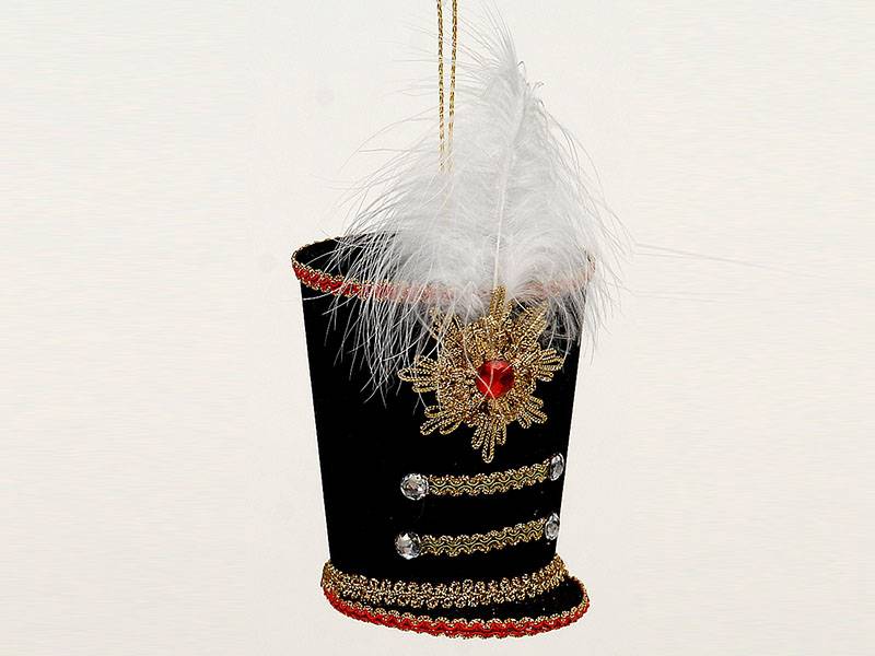 Χριστουγεννιάτικο Μαύρο Κρεμαστό Στολίδι Στρατιωτικό Καπέλο με Χρυσές Λεπτομέρειες