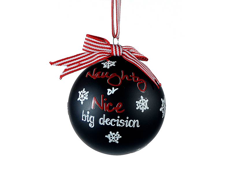 Χριστουγεννιάτικη Γυάλινη Μαύρη Μπάλα με Φιόγκο και Ευχή 9 εκ.